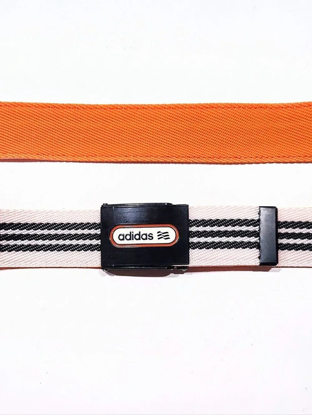 Adidas Reversible Webbing Belt Orange Black White Stripe Enamel Buckle 2012 OSFA